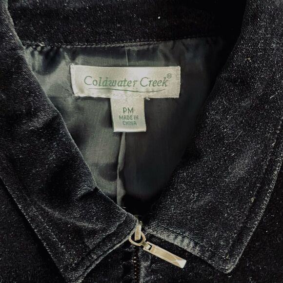 Coldwater Creek Black Velvet Feel Cotton Spandex Full Zip Jacket Size PM - Picture 6 of 10